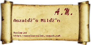 Aszalós Milán névjegykártya